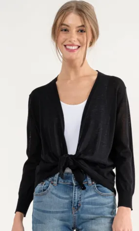 Arasy Black Wrap Lightweight Drape Cardigan Sweater