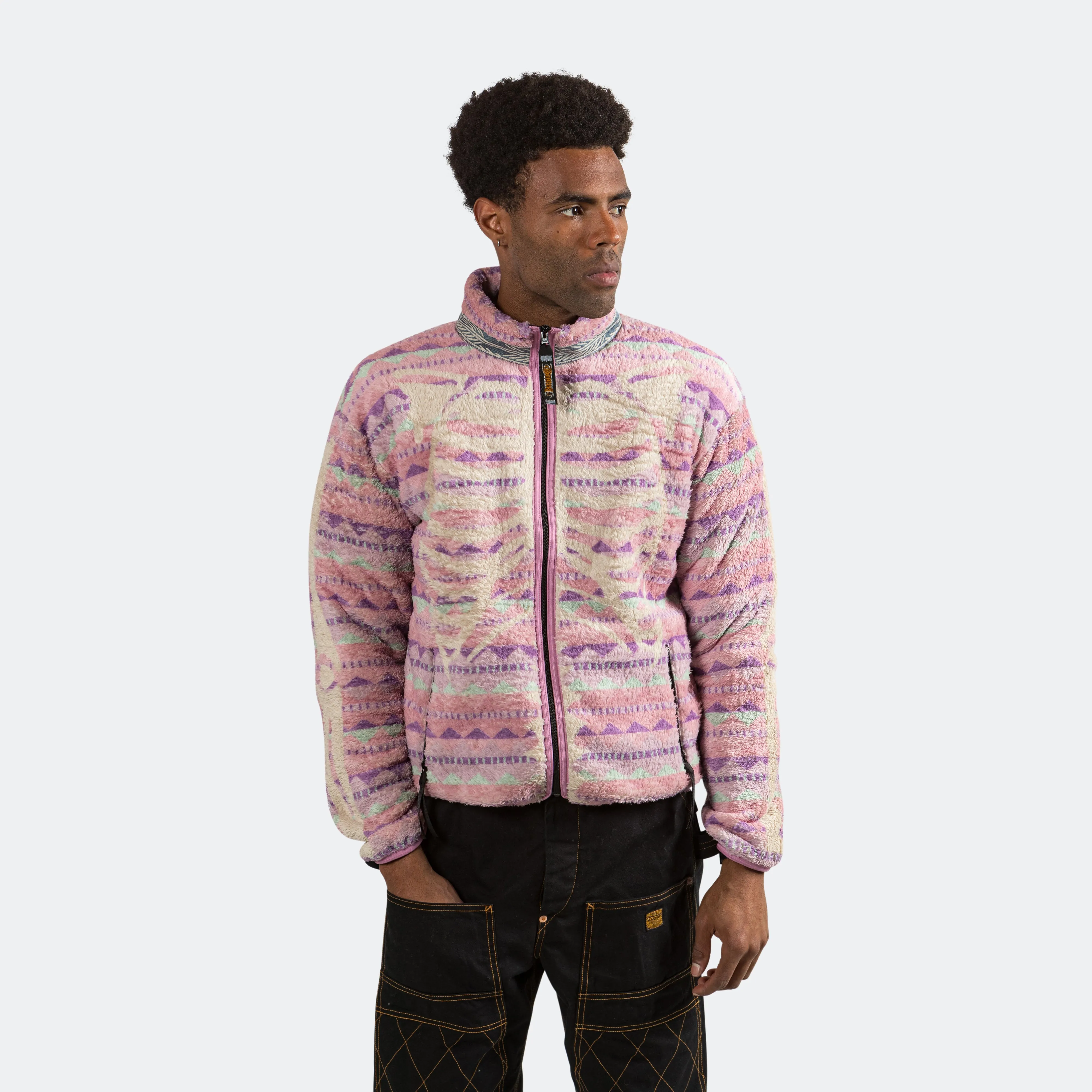 ASHLAND Stripe & BONE Fleece ZIP Blouson - Pink