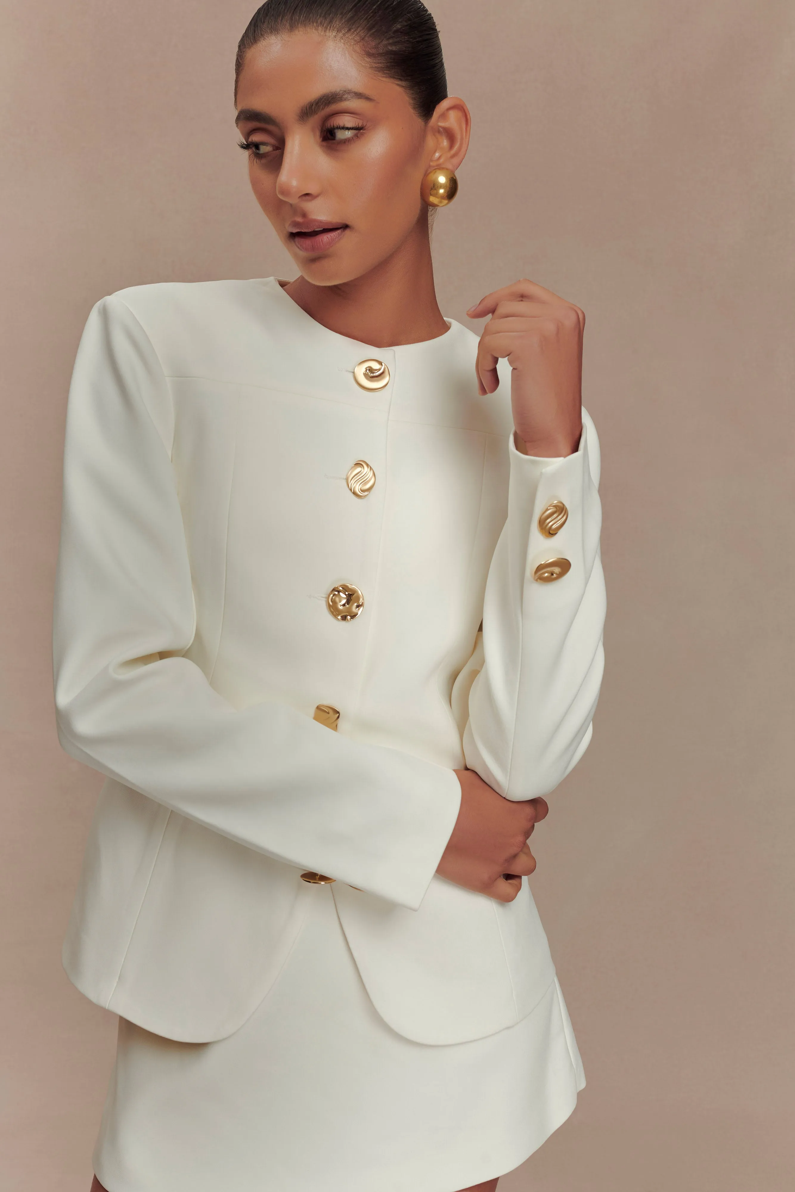 Asia Mixed Button Blazer - Ivory