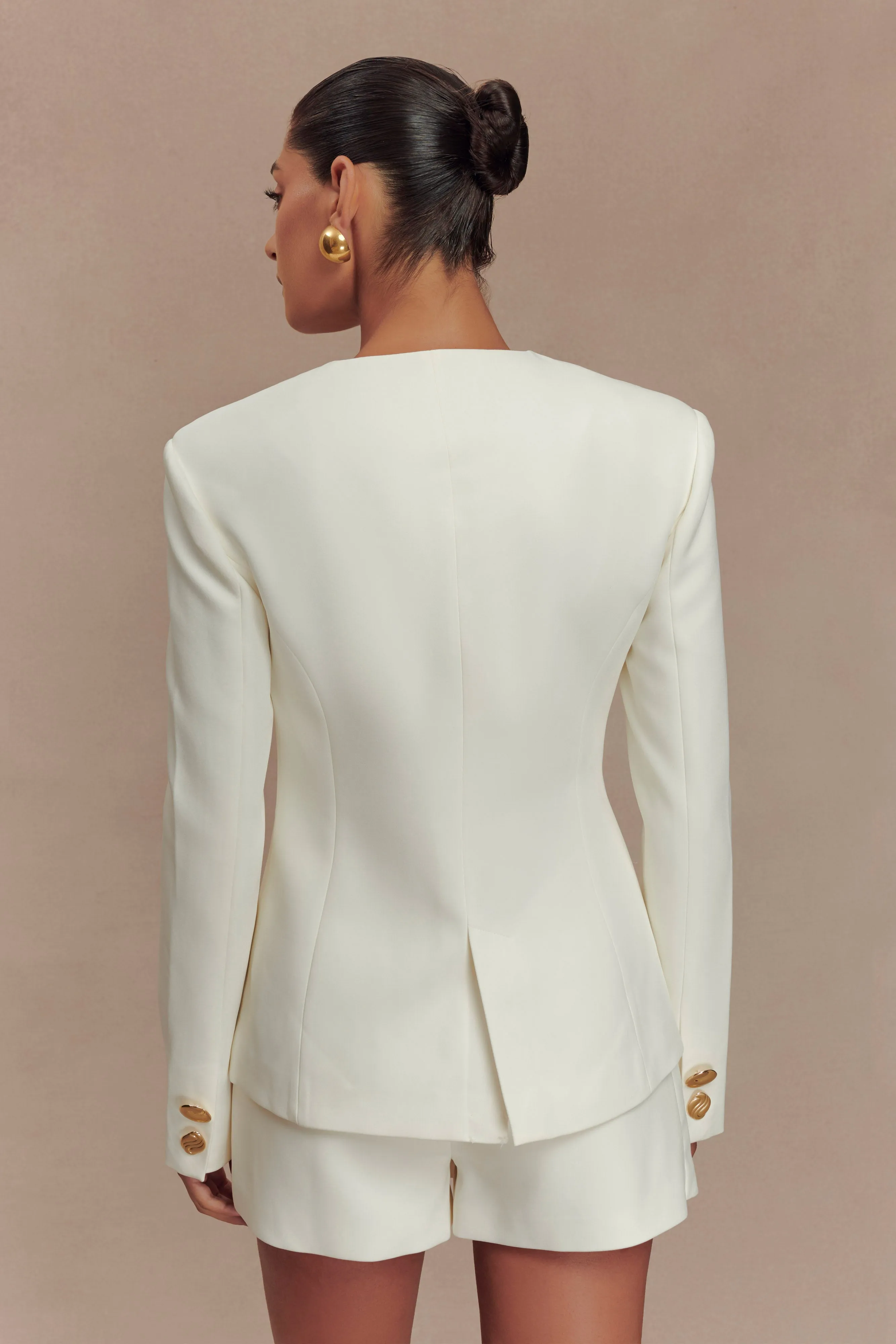 Asia Mixed Button Blazer - Ivory