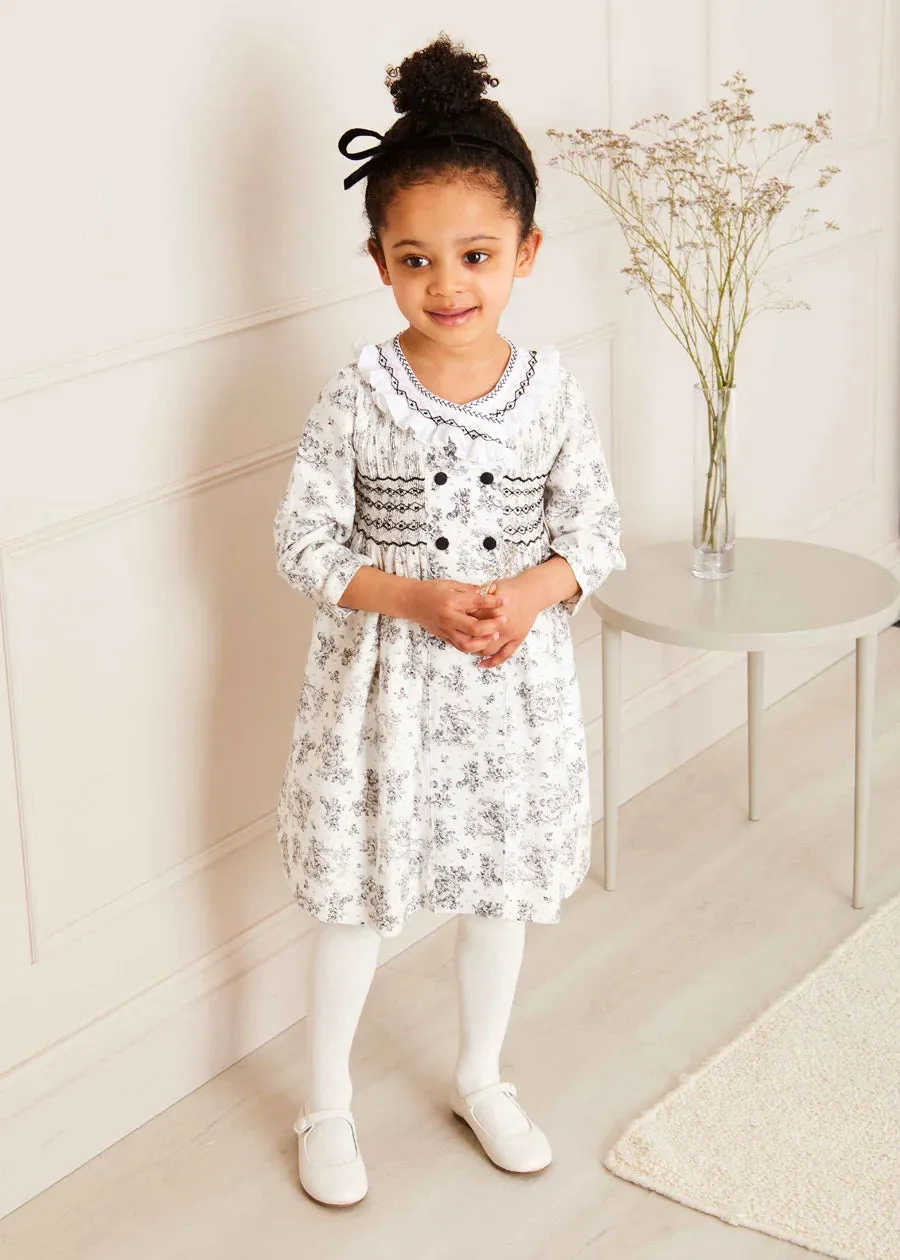 Audrey Double Breasted Long Sleeve Dress in Black (12mths-10yrs)