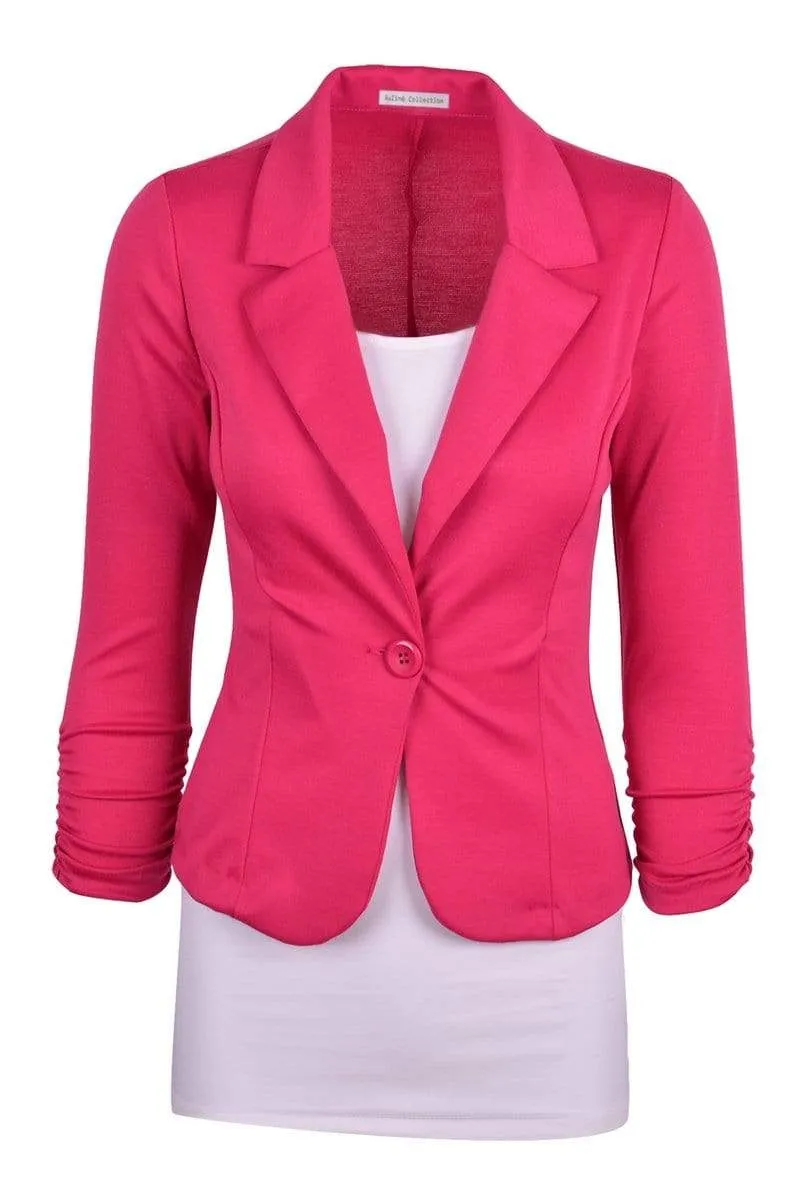 Auliné Collection Women's Casual Work Solid Color Knit Blazer Plus Size