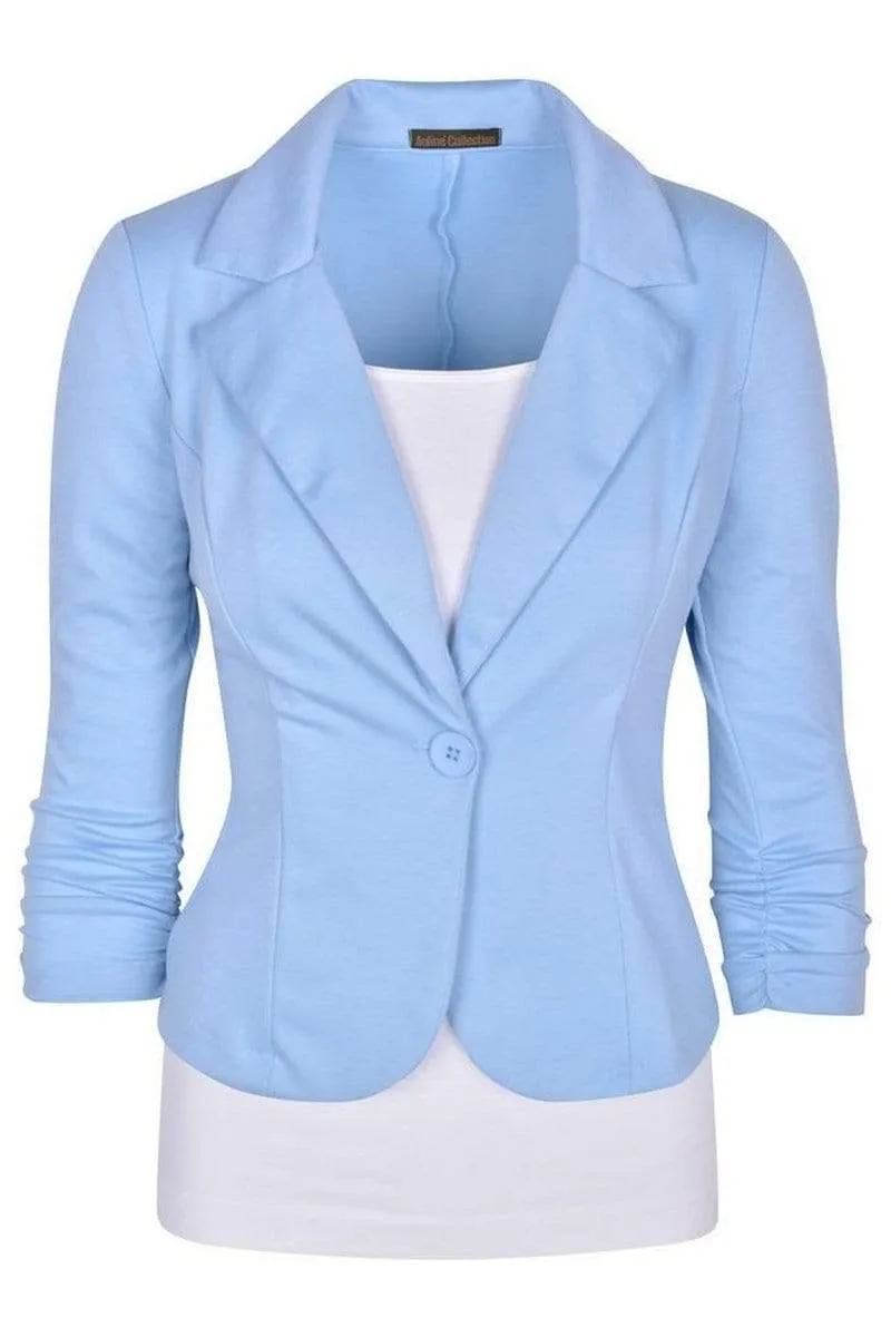 Auliné Collection Women's Casual Work Solid Color Knit Blazer Plus Size