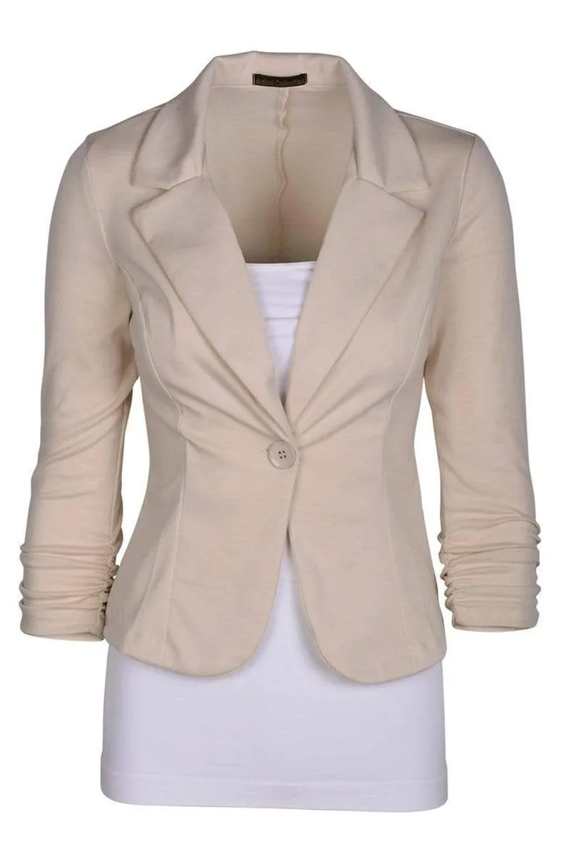 Auliné Collection Women's Casual Work Solid Color Knit Blazer Plus Size