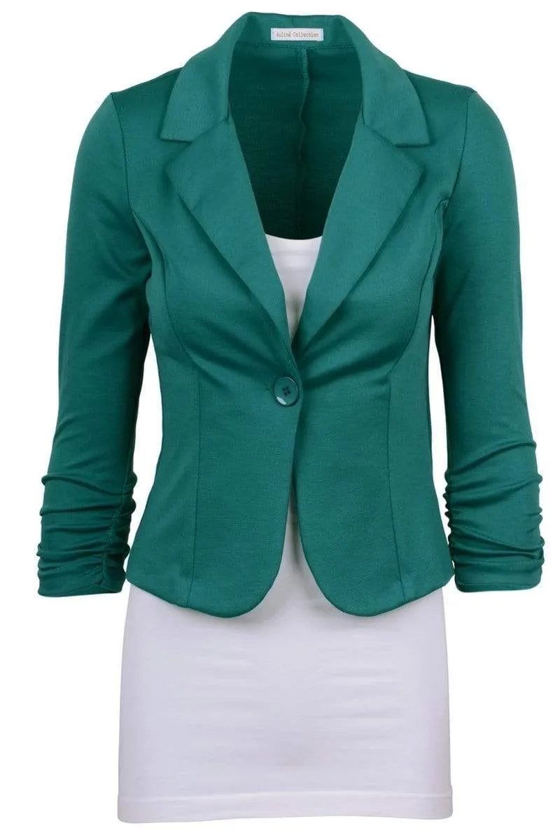 Auliné Collection Women's Casual Work Solid Color Knit Blazer Plus Size