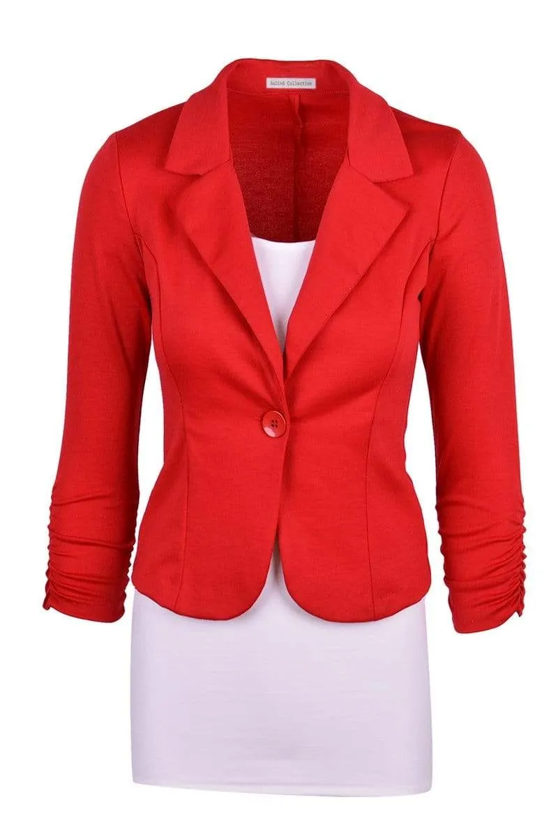 Auliné Collection Women's Casual Work Solid Color Knit Blazer Plus Size