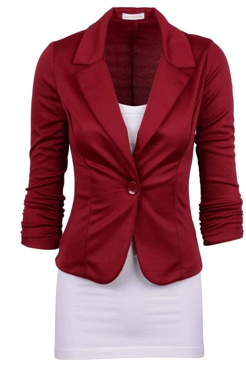 Auliné Collection Women's Casual Work Solid Color Knit Blazer Plus Size