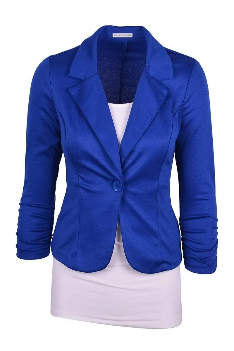 Auliné Collection Women's Casual Work Solid Color Knit Blazer Plus Size