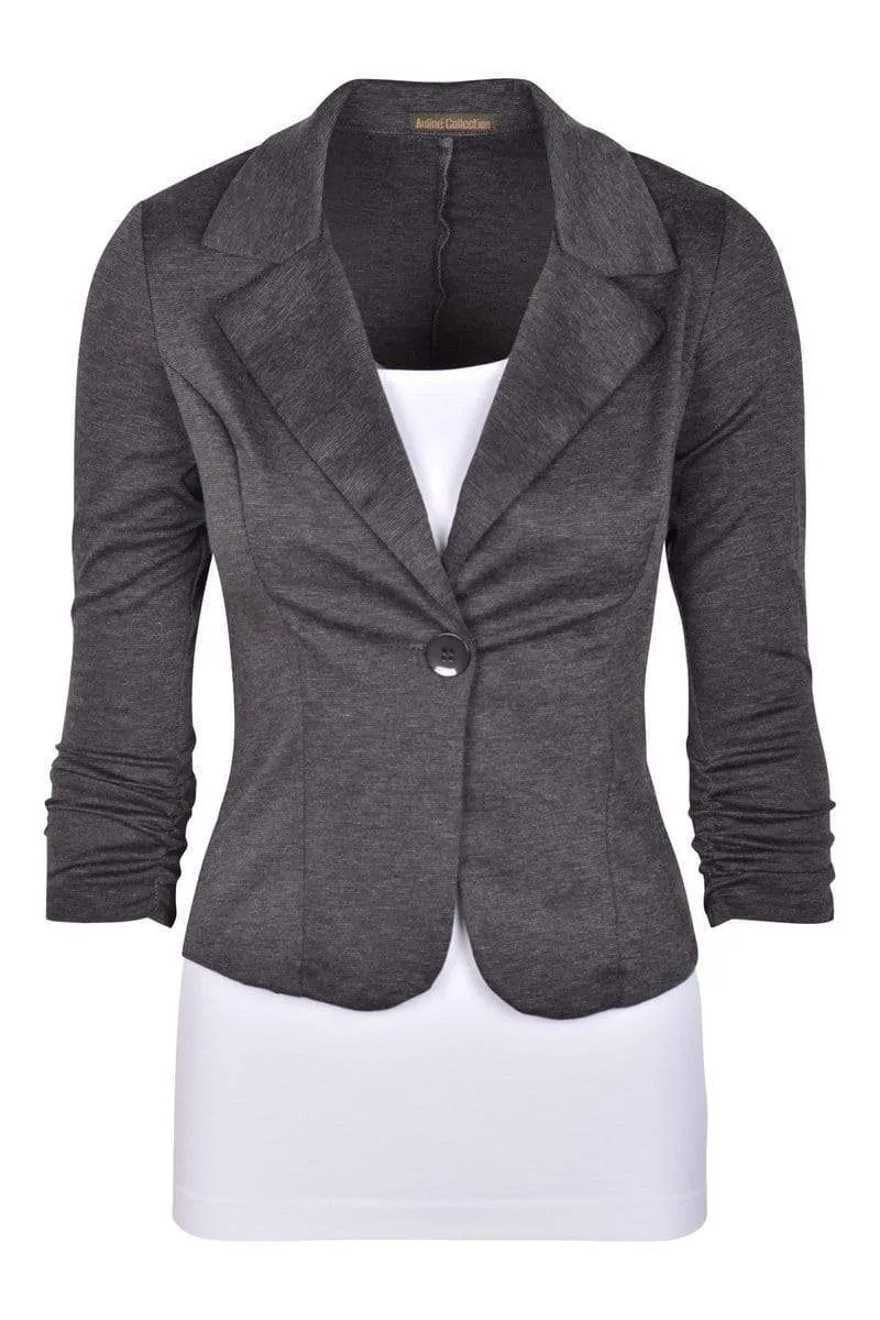 Auliné Collection Women's Casual Work Solid Color Knit Blazer Plus Size