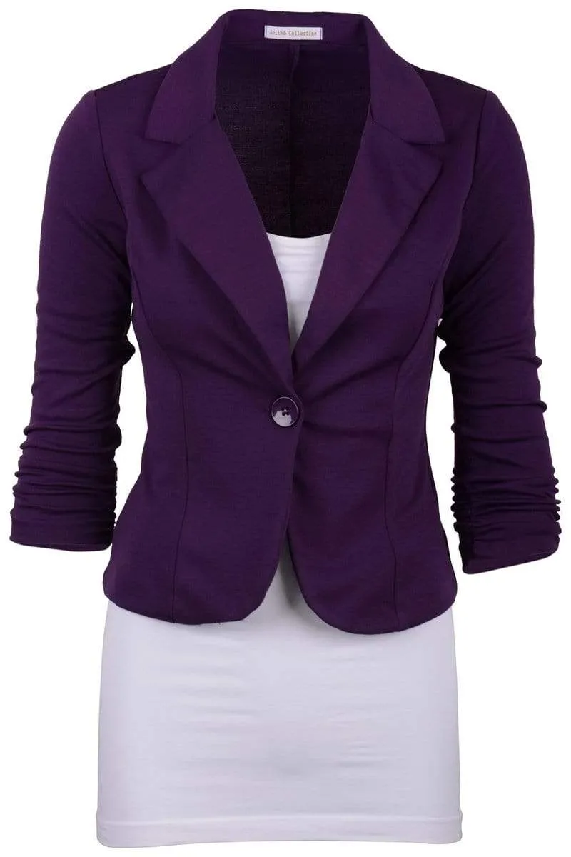 Auliné Collection Women's Casual Work Solid Color Knit Blazer Plus Size