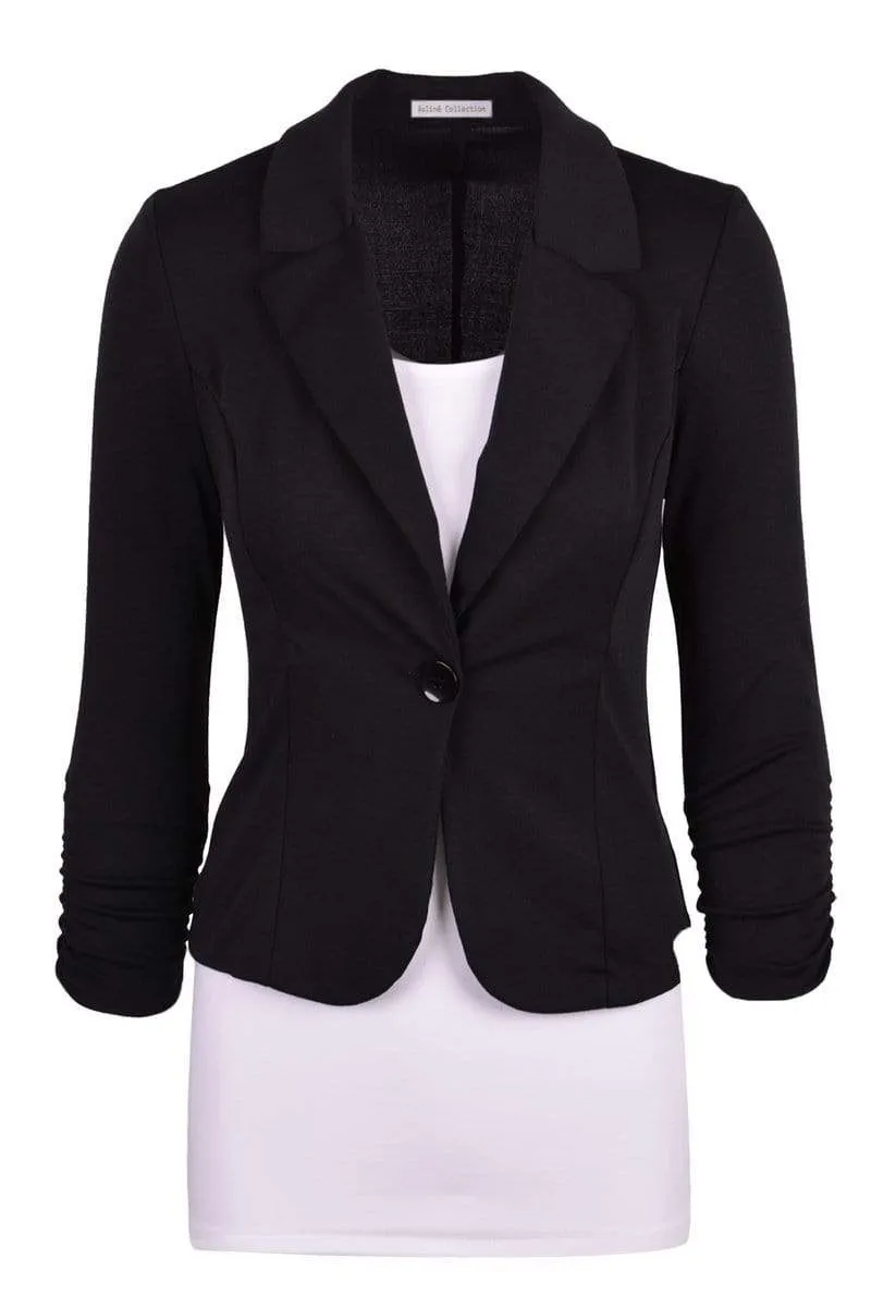 Auliné Collection Women's Casual Work Solid Color Knit Blazer Plus Size