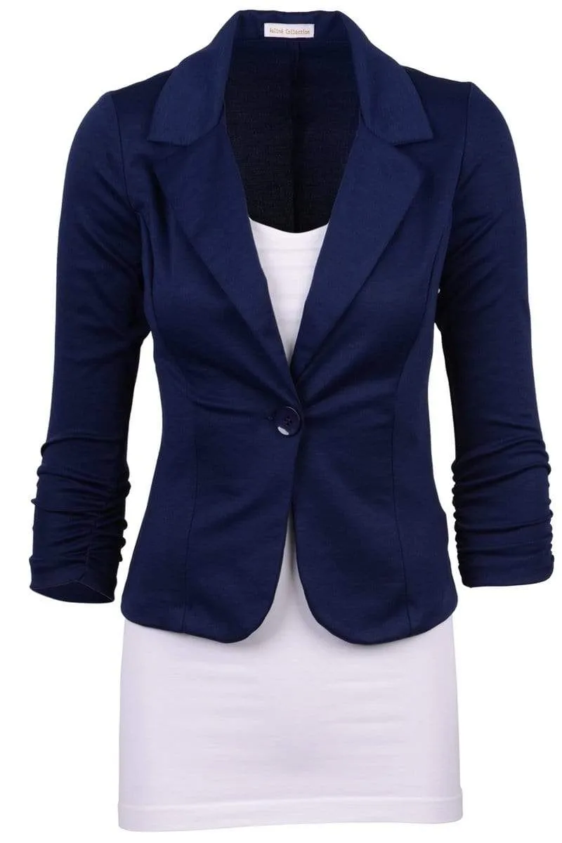 Auliné Collection Women's Casual Work Solid Color Knit Blazer Plus Size