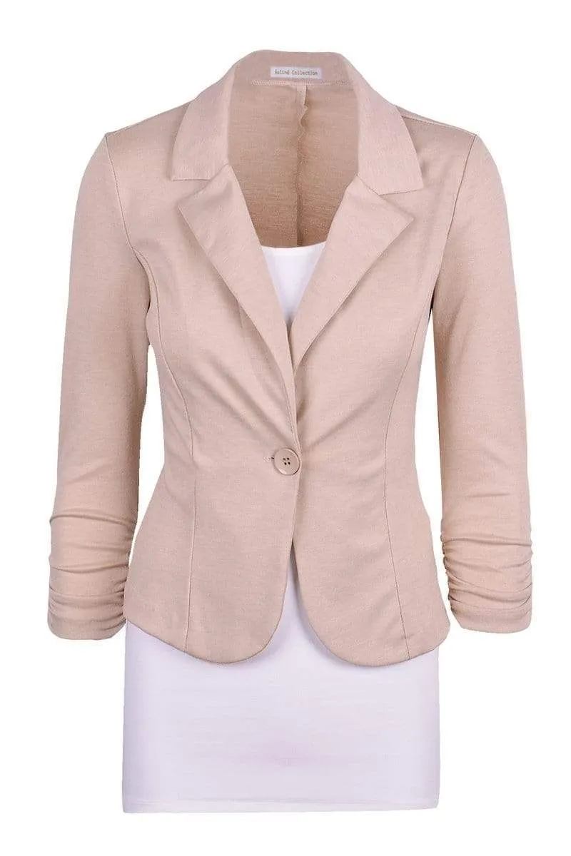 Auliné Collection Women's Casual Work Solid Color Knit Blazer Plus Size