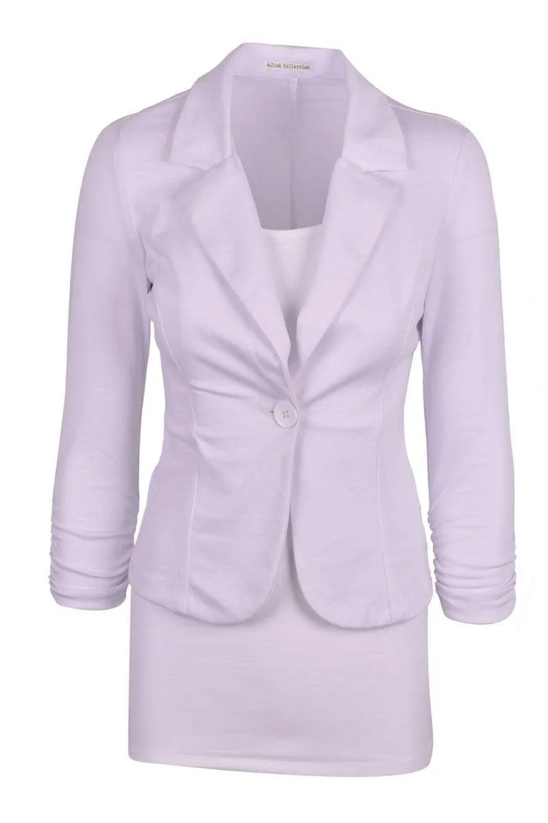 Auliné Collection Women's Casual Work Solid Color Knit Blazer Plus Size