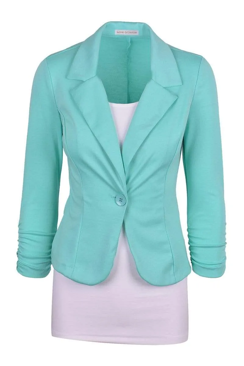 Auliné Collection Women's Casual Work Solid Color Knit Blazer Plus Size