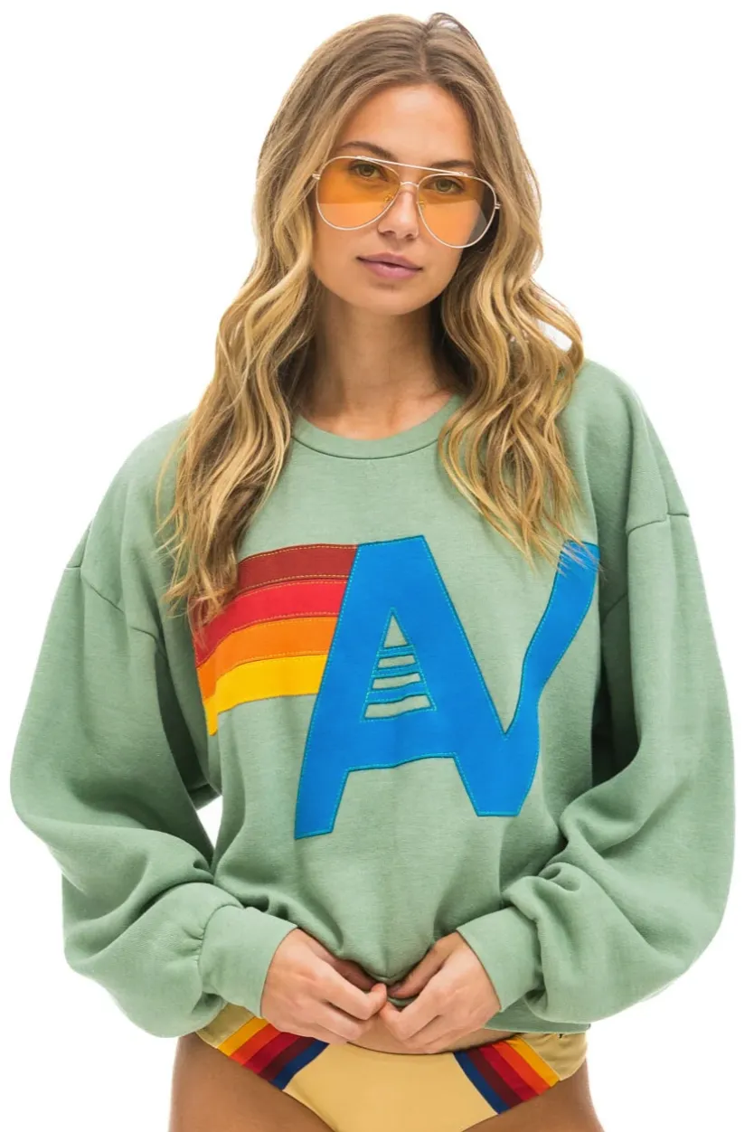 Aviator Nation Stitched Relaxed Pullover in Sage