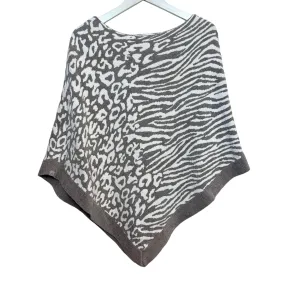 Barefoot Dreams Cozy Chic Ultra Lite Ocean Breeze Poncho Animal Print Gray OS