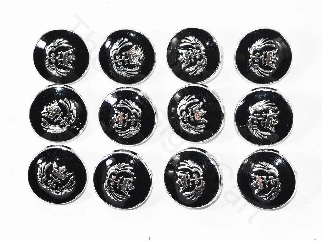 Black Crown Wings Coat Buttons