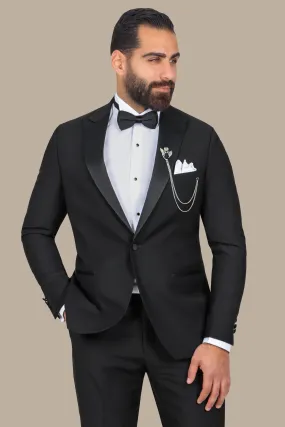 Black Double-Breasted Tuxedo with Peak Lapel - Two Button Classic