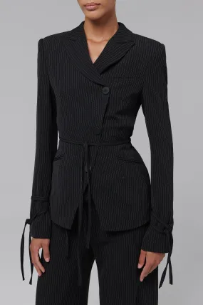 Black Fitted Belt Blazer