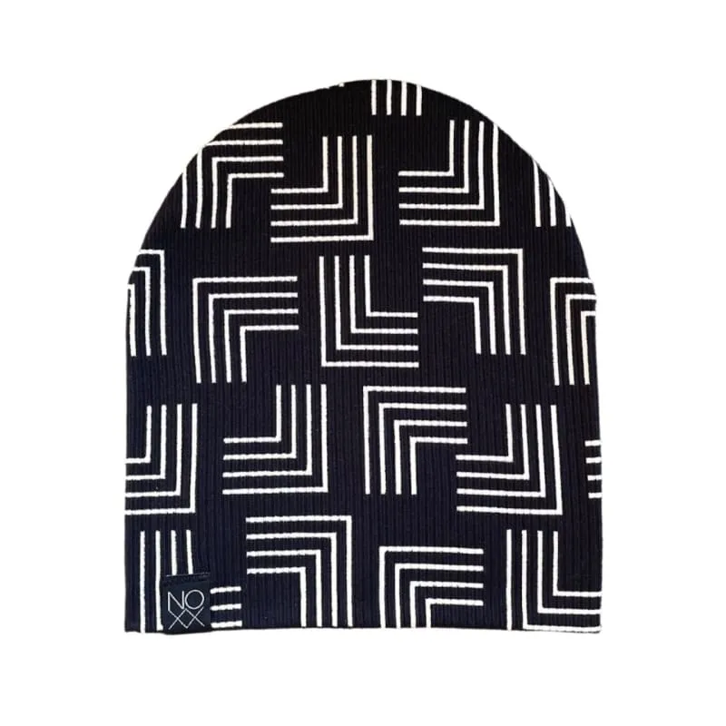 Black Geo | Ribbed Knit Beanie