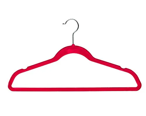 BriaUSA Velvet Suit Hangers Multipurpose Slim with Notched Shoulders & Swivel Chrome Hooks – Dark Pink – Set of 10