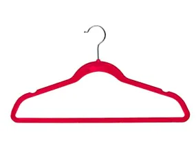 BriaUSA Velvet Suit Hangers Multipurpose Slim with Notched Shoulders & Swivel Chrome Hooks – Dark Pink – Set of 10