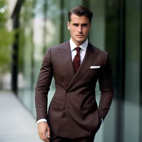 Brown Double Breasted Wedding and Business Suit for Men - Timeless Elegance