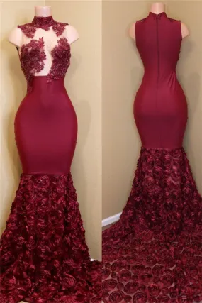 Burgundy mermaid prom dress, long evening gowns