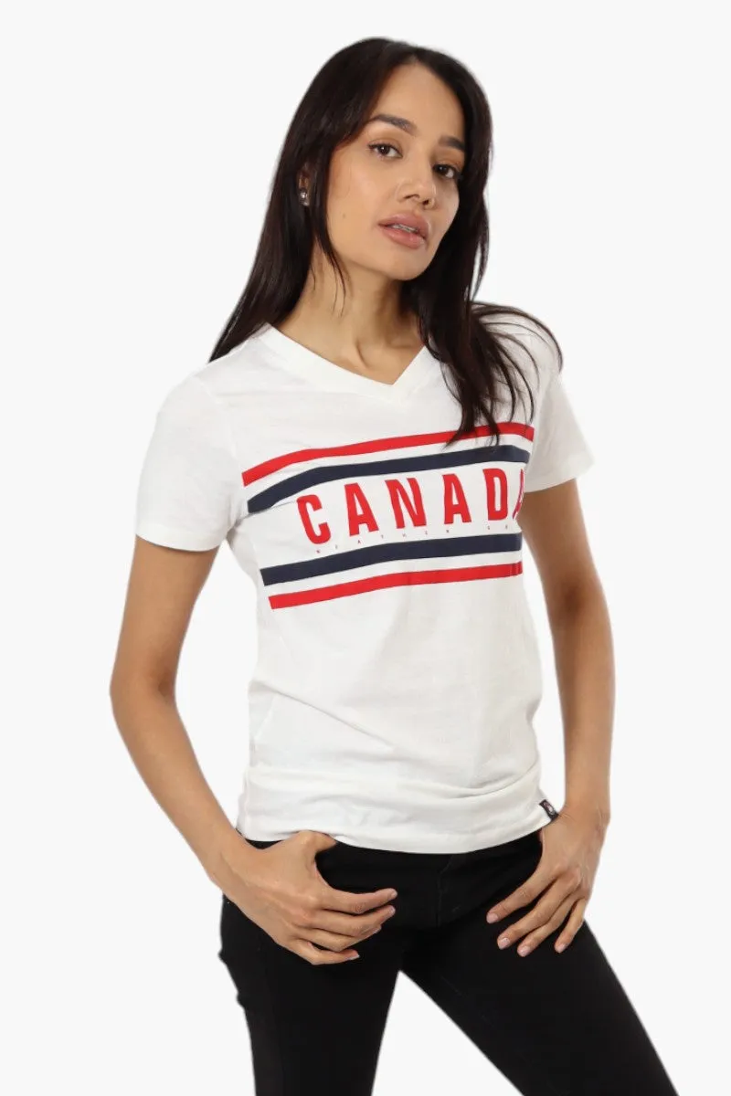 Canada Weather Gear Striped Canada Print Tee - White