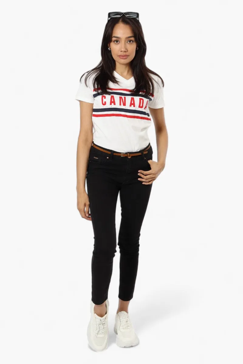 Canada Weather Gear Striped Canada Print Tee - White