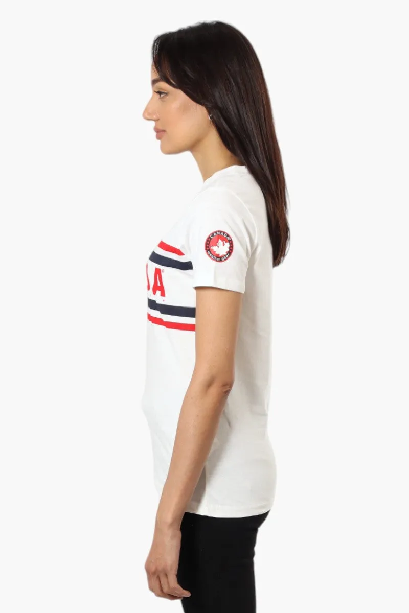 Canada Weather Gear Striped Canada Print Tee - White