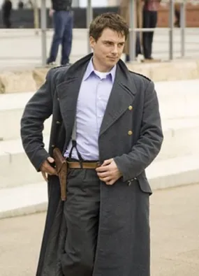 Captain Jack Harkness Grey Woolen Fabric Trench Pea Coat