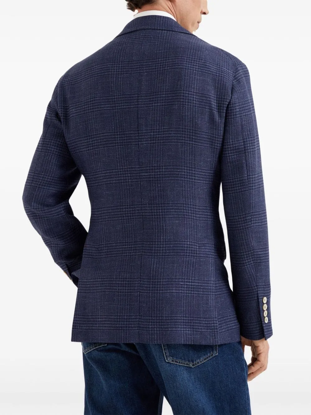 Check-Pattern Single-Breasted Blazer