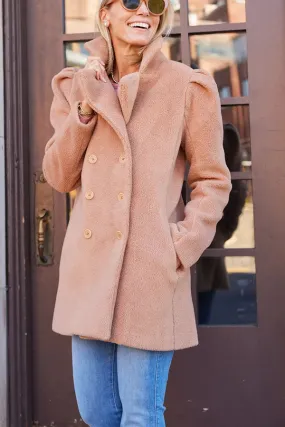 Chilly Fall Days Sherpa Fleece Double Breasted Coat