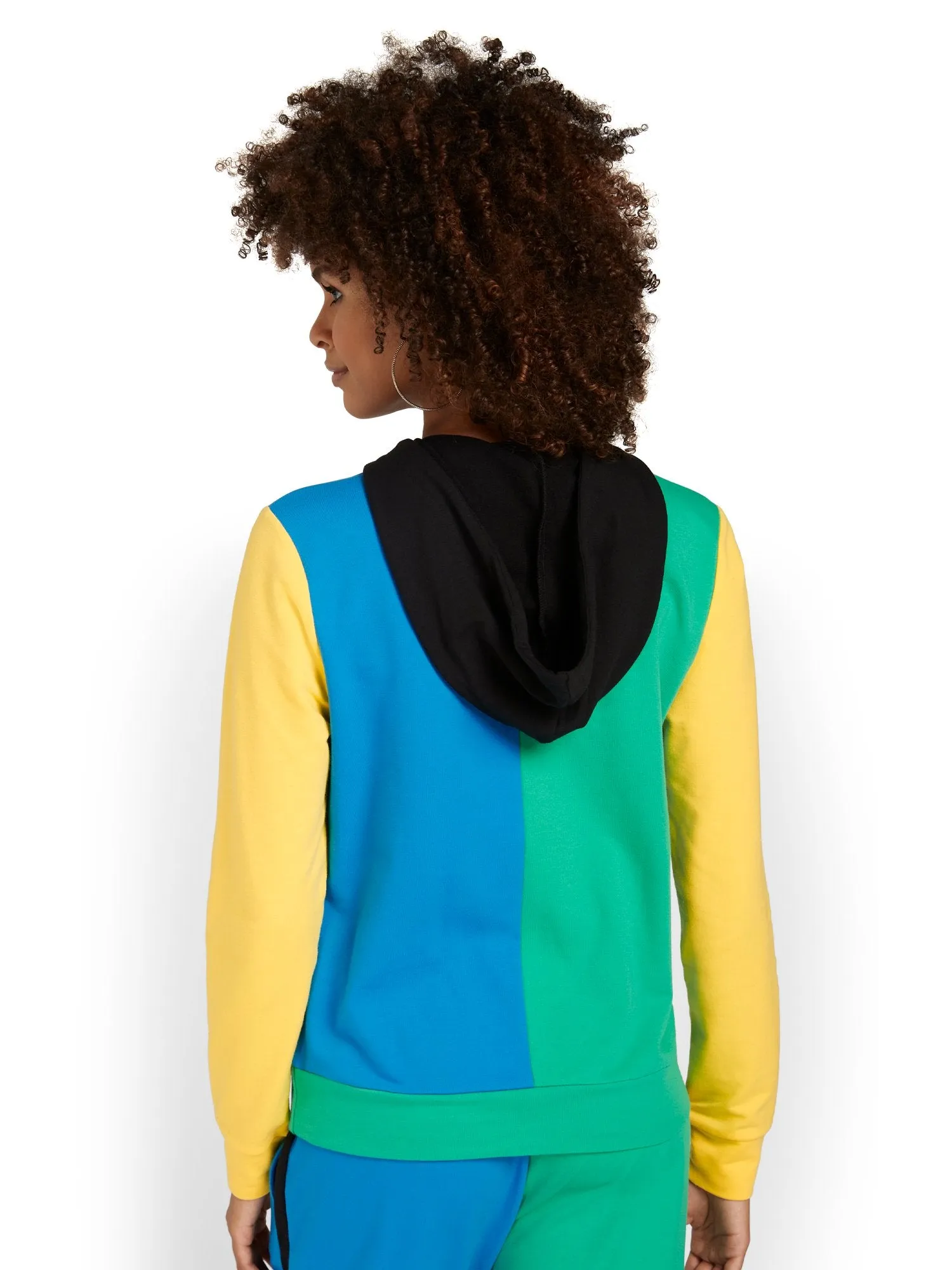 Colorblock Cut-Out French Terry Hoodie - Multicolored