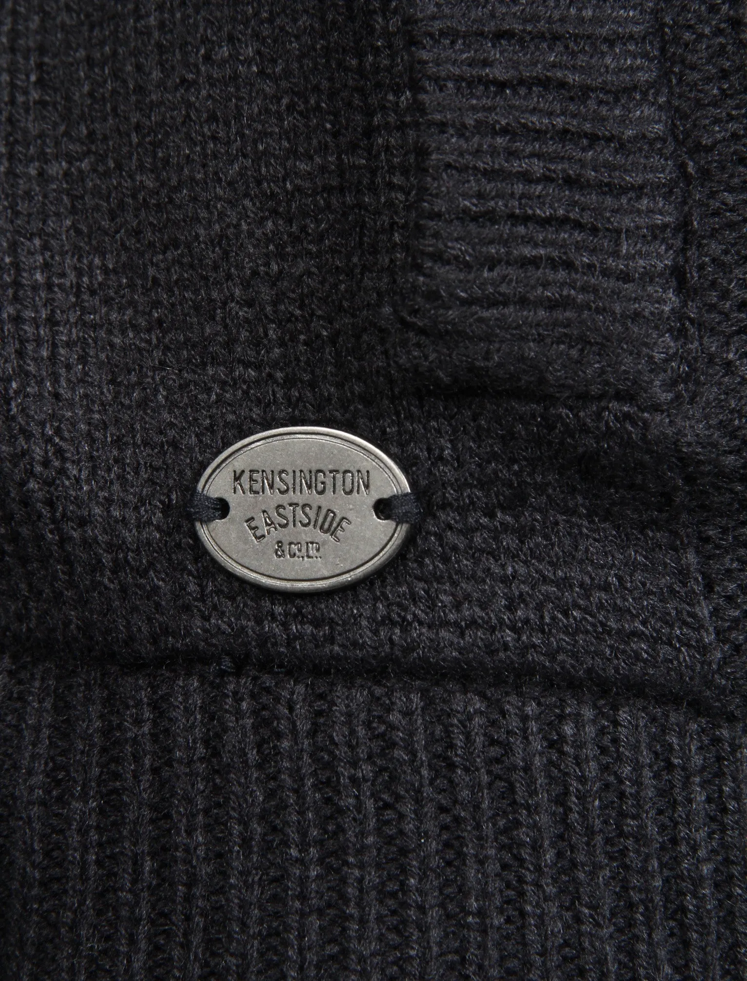 Cone Heavy Cable Knit Fleece Lined Cardigan in Dark Navy - Kensington Eastside