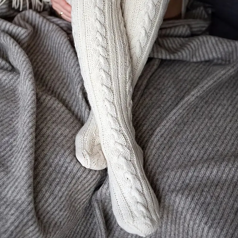 Cozy Cotton Knit Thigh Highs