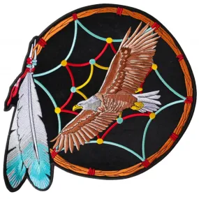 Daniel Smart Dreamcatcher Eagle Feather Embroidered Iron on Patch, 12 x 12 inches