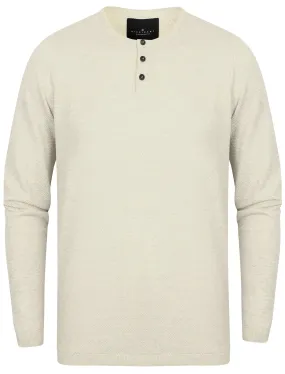 Deluca Henley Neck Textured Jumper In Oatgrey Marl - Dissident