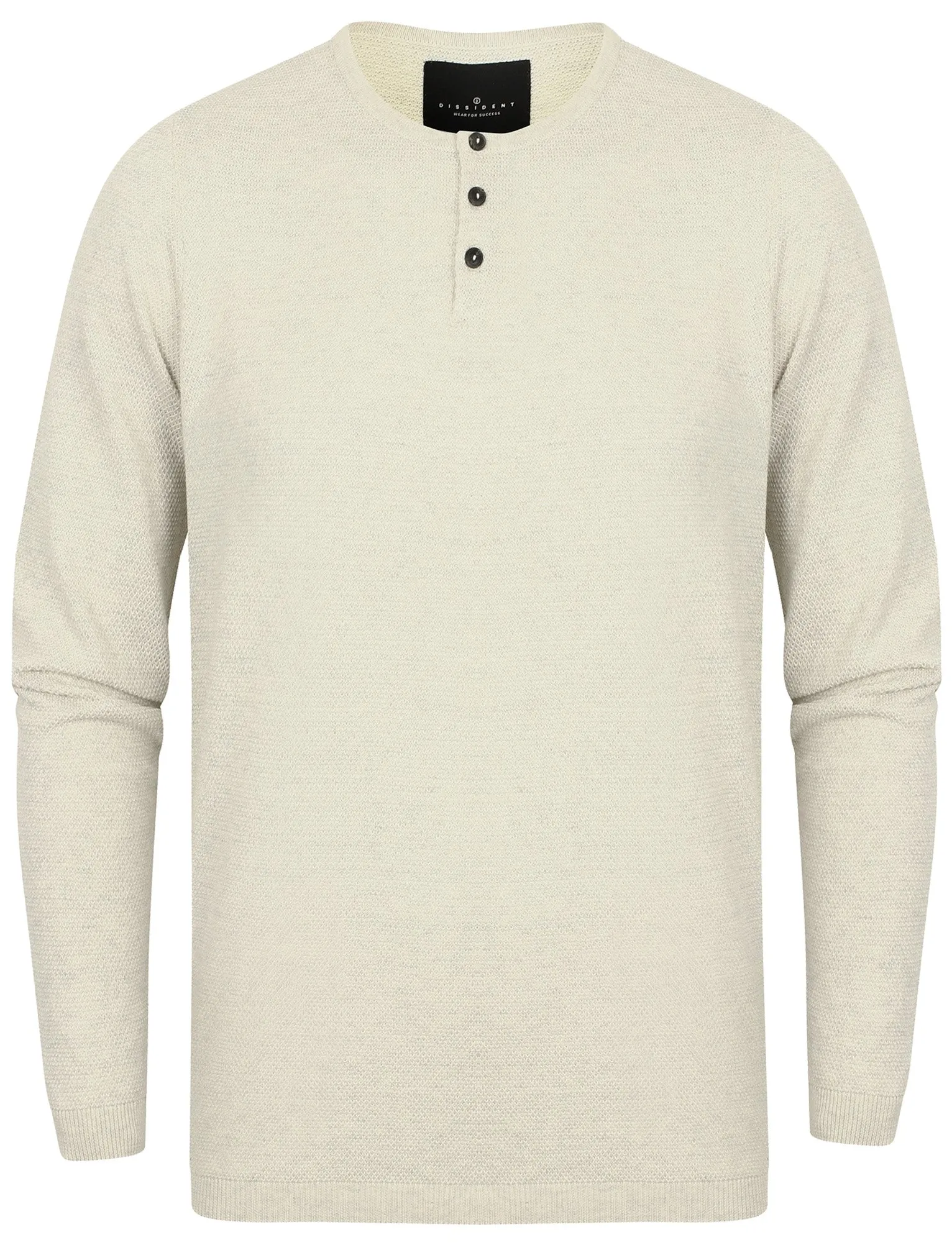 Deluca Henley Neck Textured Jumper In Oatgrey Marl - Dissident