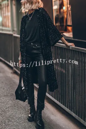 Disco Glamour Sequin Bell Sleeve Kimono