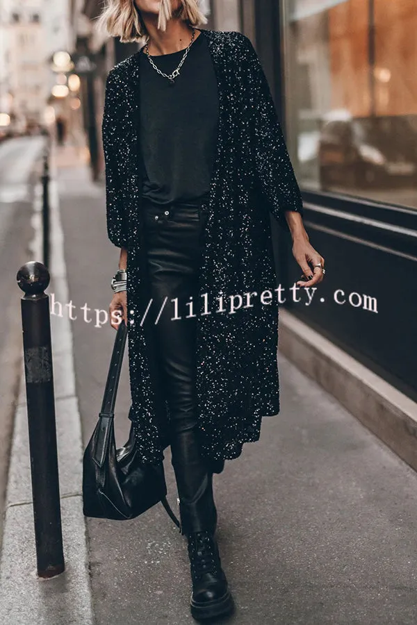 Disco Glamour Sequin Bell Sleeve Kimono