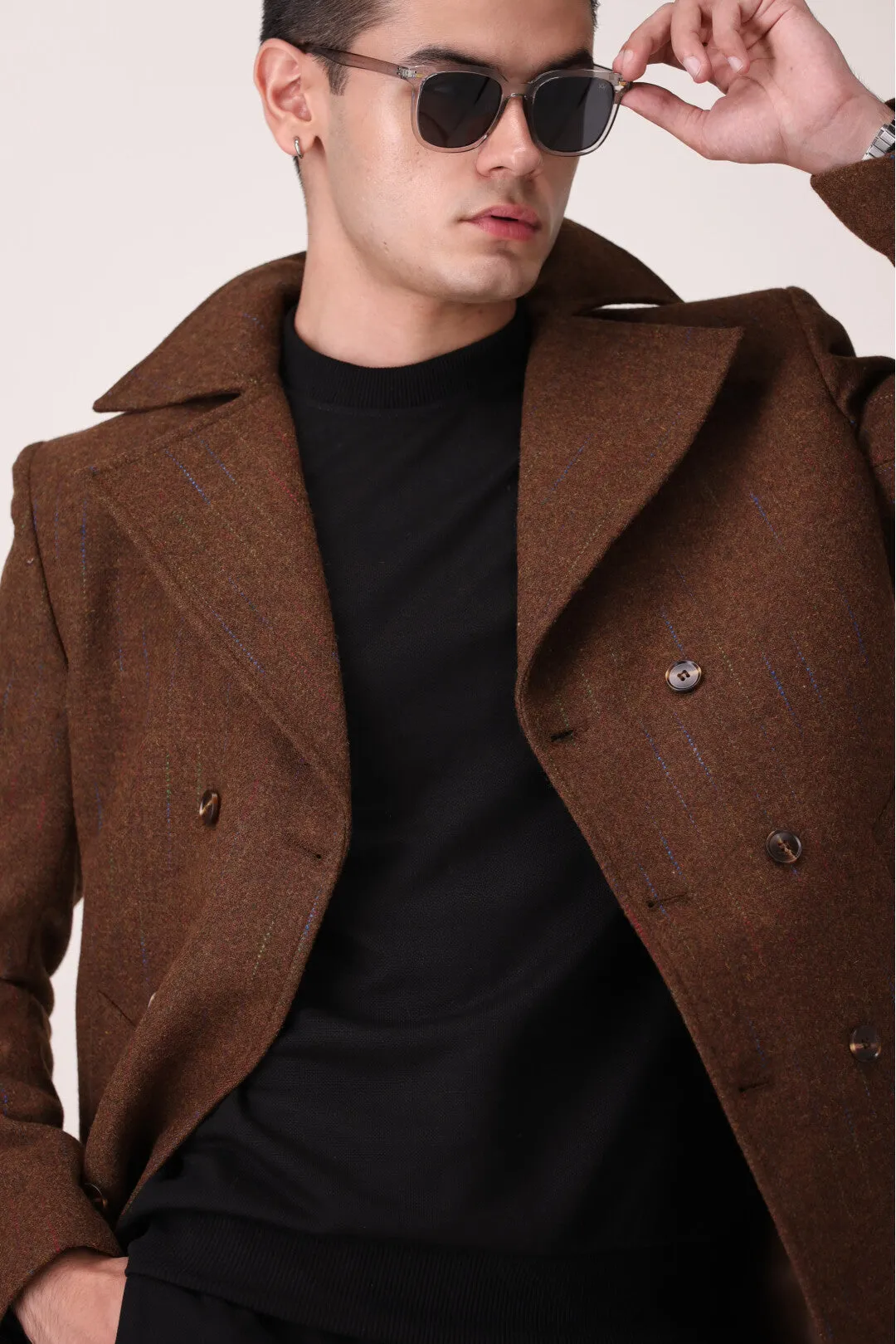 DOUBLE-BREASTED LONG COAT SLIM FIT