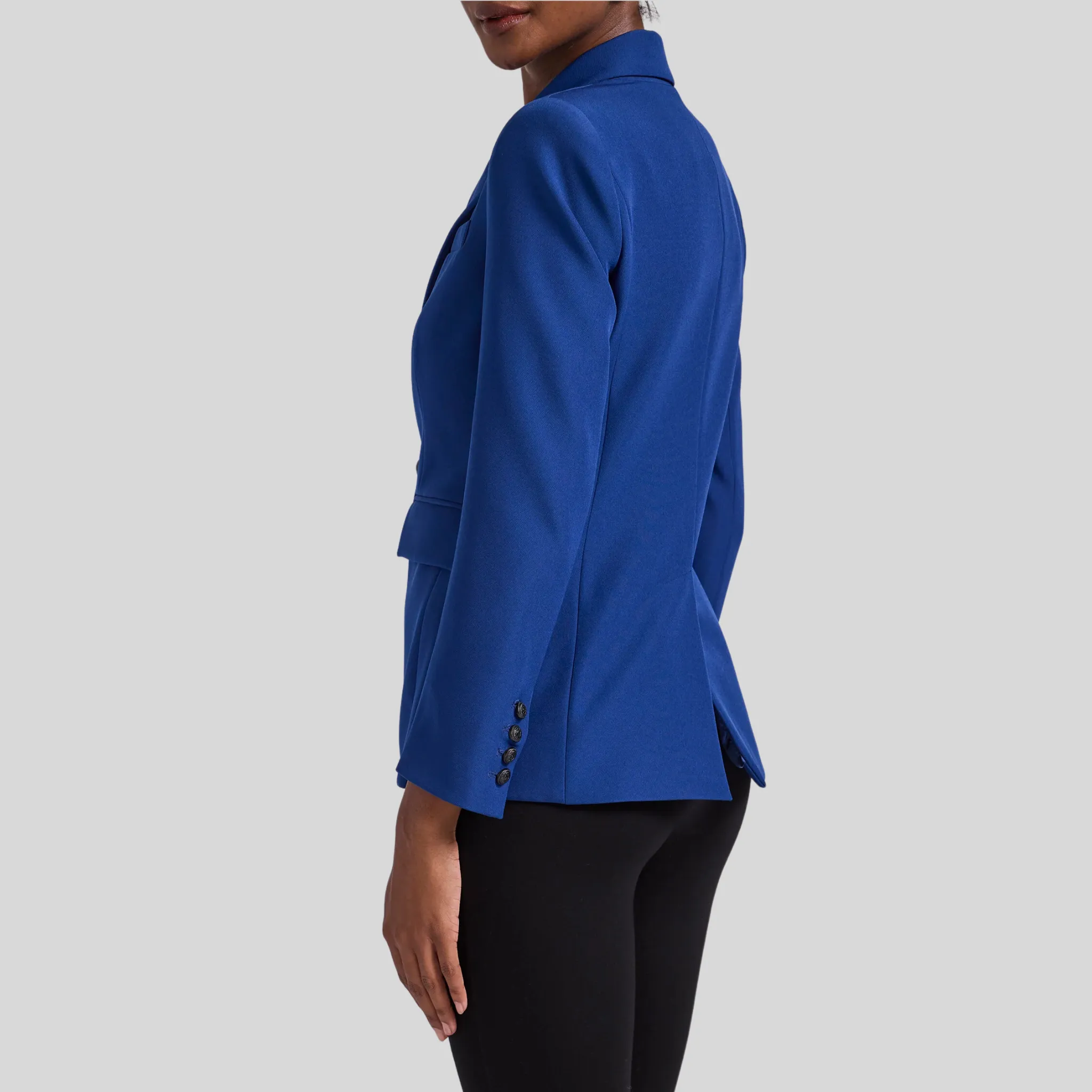 Double Button Crepe Blazer - Navy