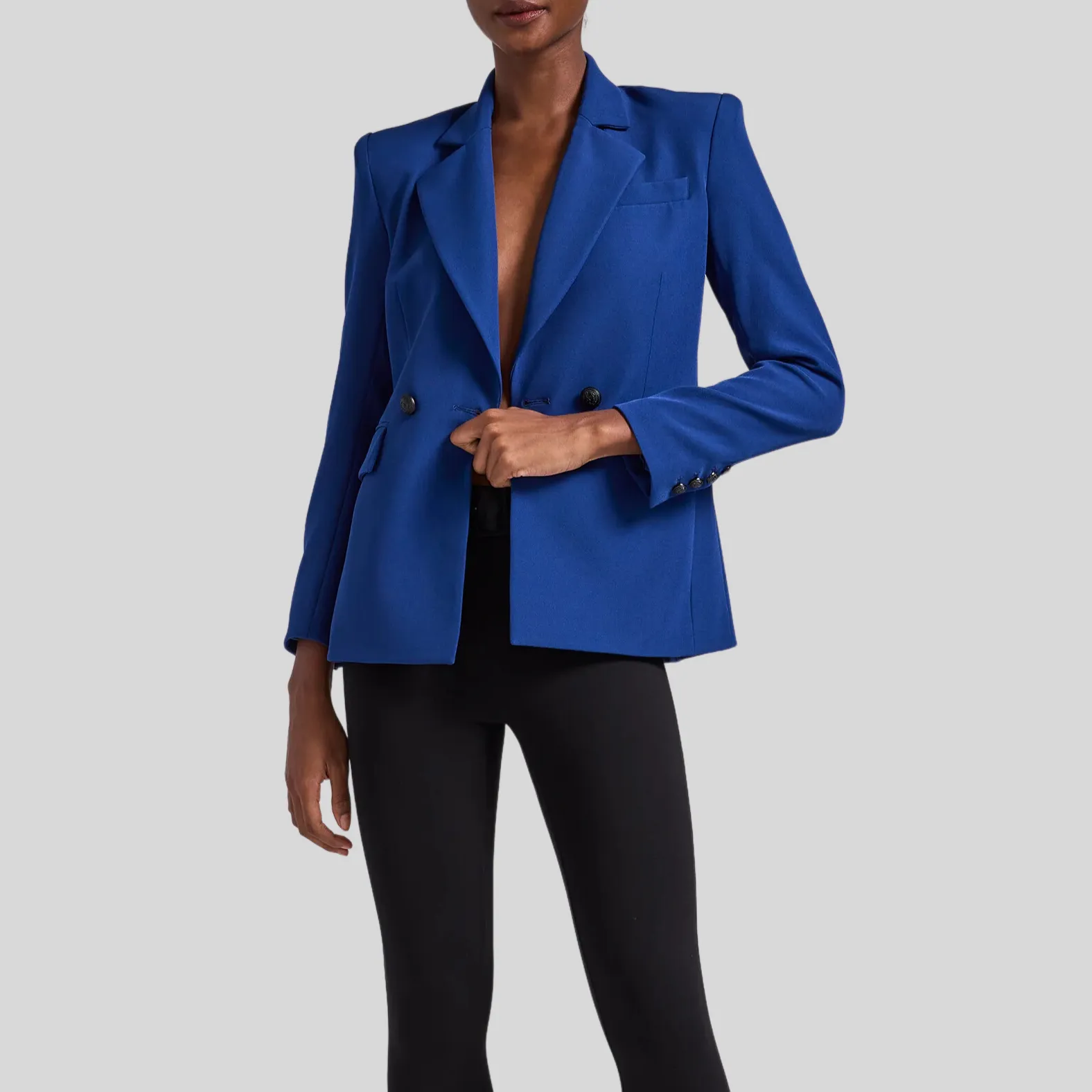 Double Button Crepe Blazer - Navy