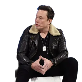 Elon Musk Leather Flight Jacket With Fur Lined Collar Black