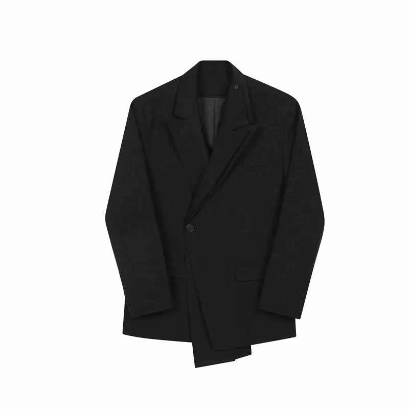 Fake Two-piece Male Suit Jackets Korean Style Casual Double Layer Collar Solid Color Single Button Men's Blazers New 9C2246