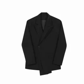 Fake Two-piece Male Suit Jackets Korean Style Casual Double Layer Collar Solid Color Single Button Men's Blazers New 9C2246