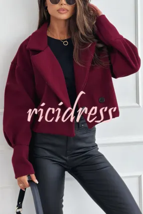 Fashionable Solid Color Lapel Short Blazer